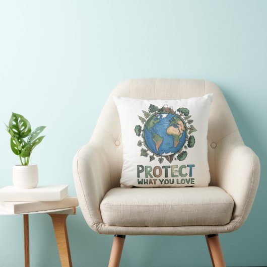 Bescherm wat je leuk vindt" Milieu-ontwerp Kussen (Stoel)