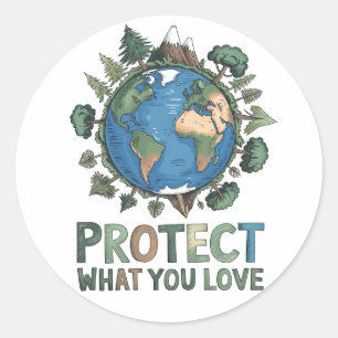 Bescherm wat je leuk vindt" Milieu-ontwerp Ronde Sticker