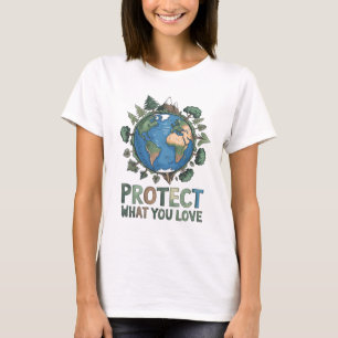 Bescherm wat je leuk vindt" Milieu-ontwerp T-shirt