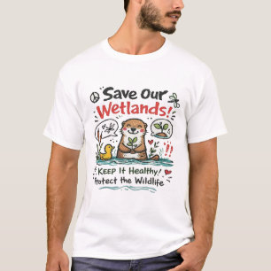 Bescherm Wetlands Gelukkig Dieren Illustratie T-shirt