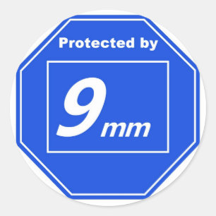 Beschermd door 9mm ronde sticker