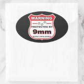 beschermd door 9mm schild ovale sticker (Tas)