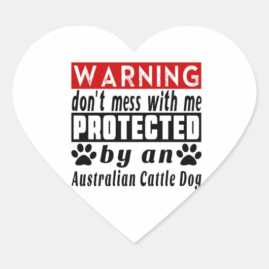 Beschermd door Australian Cattle Dog Hart Sticker (Voorkant)