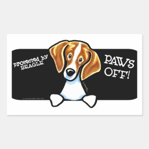 Beschermd door beagle Paws Off Rechthoekige Sticker