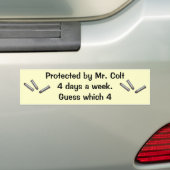 Beschermd door de heer Colt Bumpersticker (Op auto)