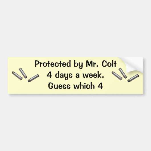 Beschermd door de heer Colt Bumpersticker (Voorkant)