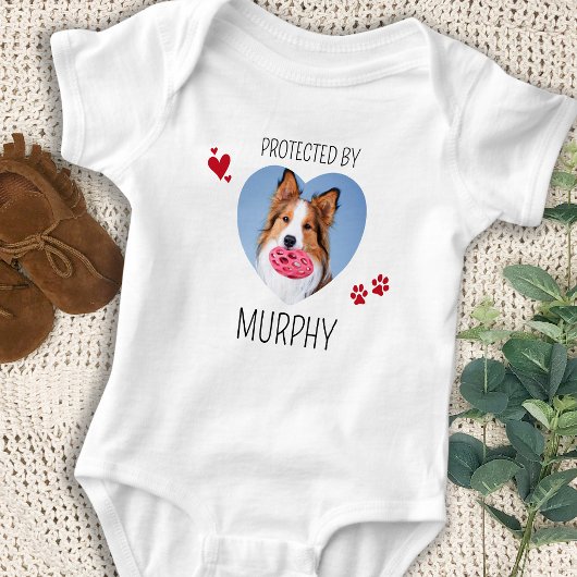 Beschermd door Dog Security Custom Heart Pet Foto Romper