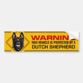 Beschermd door Dutch Shepherd Warning Bumpersticker (Voorkant)