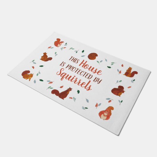 Beschermd door Eekhoorntjes grappig Deurmat (Schuin)