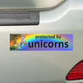 beschermd door eenhoorns bumpersticker (Op auto)