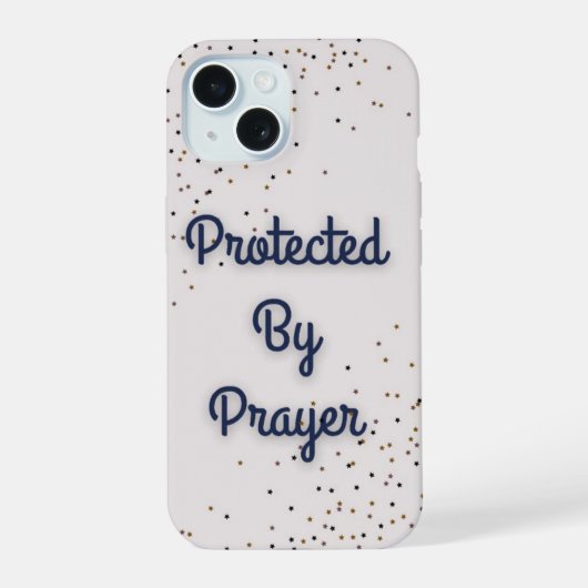 Beschermd door gebed IPhone 15 telefoonhoesje Case (Achterkant)