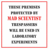 Beschermd door gekke wetenschapper sticker (Voorkant)