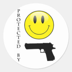 Beschermd door gezicht en Pistool Ronde Sticker