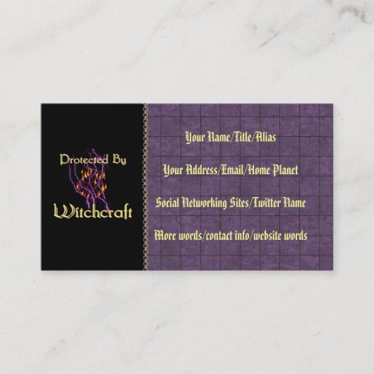 Beschermd door hekserij visitekaartje (Voorkant)