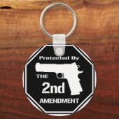 Beschermd door het tweede amendement (zwart).png sleutelhanger (Voorkant)