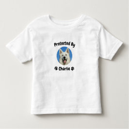 Beschermd door hond, naam van de hond personaliser kinder shirts
