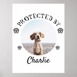 Beschermd door hondenfoto Pootafdrukontwerp Poster