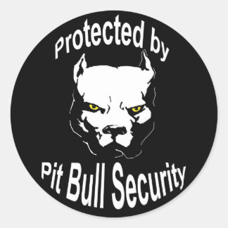 Beschermd door Pit Bull Security Ronde Sticker