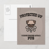 Beschermd door Pug Briefkaart (Voorkant / Achterkant)