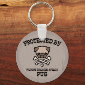 Beschermd door Pug Sleutelhanger (Voorkant)