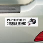 BESCHERMD DOOR SIBERIAN HUSKIES Bumpersticker (Op auto)