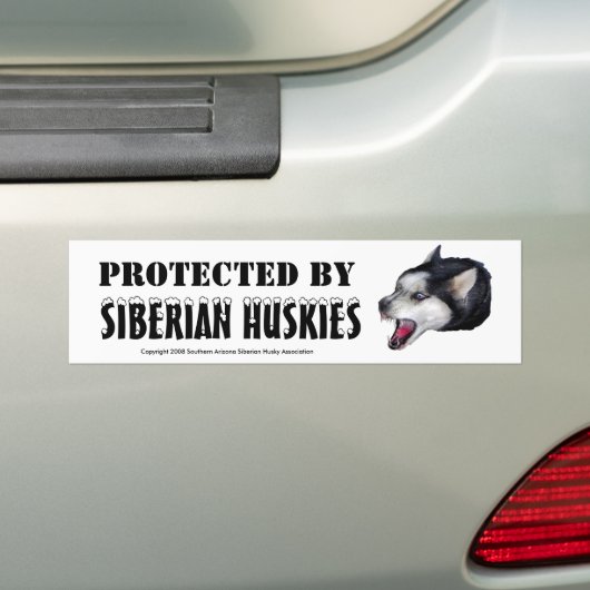 BESCHERMD DOOR SIBERIAN HUSKIES Bumpersticker (Op auto)