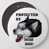 BESCHERMD DOOR SIBERIAN HUSKIES BUTTON (Voorkant /achterkant)