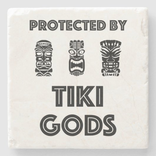 Beschermd door Tiki Gods Funny Tropical Stenen Onderzetter (Voorkant)