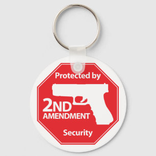 Beschermd door tweede amendement - rood sleutelhanger