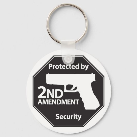 Beschermd door tweede amendement sleutelhanger (Voorkant)