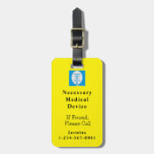 Beschermd noodzakelijk medisch hulpmiddel bagagelabel (Voorkant verticaal)