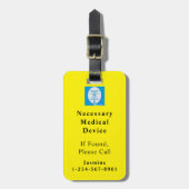 Beschermd noodzakelijk medisch hulpmiddel bagagelabel (Voorkant verticaal)