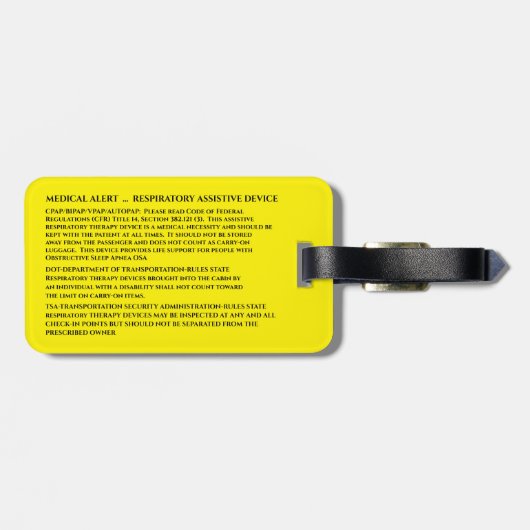 Beschermd noodzakelijk medisch hulpmiddel bagagelabel (Achterkant horizontaal)