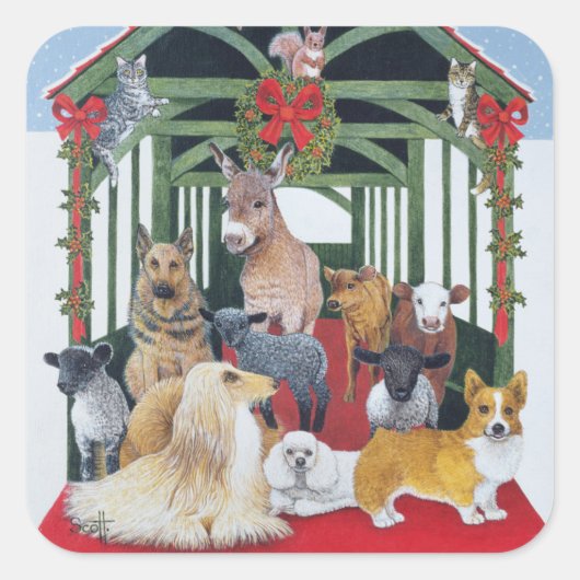 beschermd vierkante sticker (Voorkant)