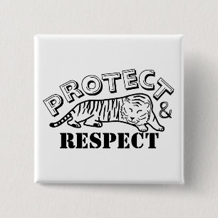 Beschermen en respecteren vierkante button 5,1 cm