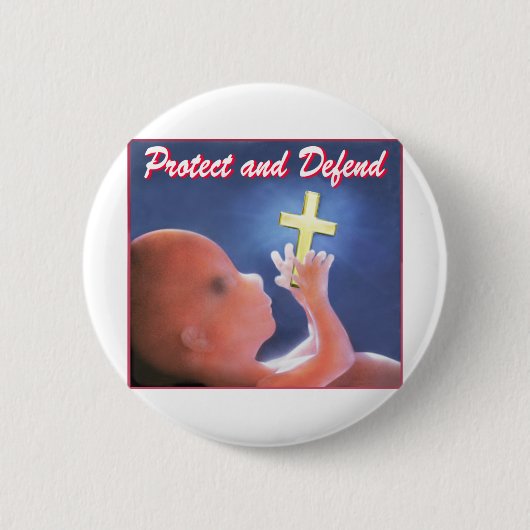 Beschermen en verdedigen ronde button 5,7 cm (Voorkant)