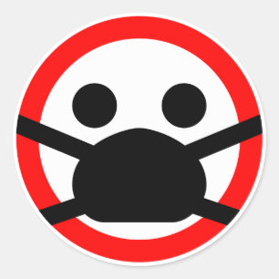 😷 Beschermend gezichtsmasker waarschuwingsteken Ronde Sticker