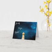 Beschermende engel blauwe maan hemel citaat kaart (Gele Bloem)