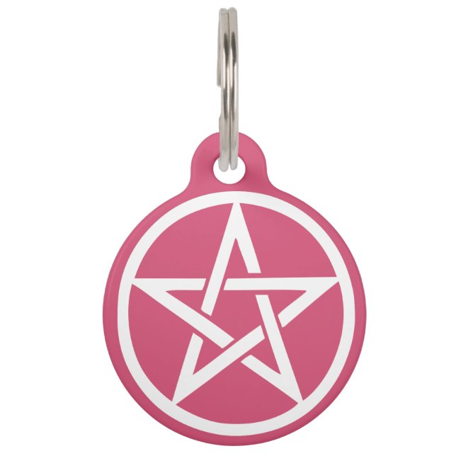 Beschermende heks Pentacle Pink Label Huisdierpenning (Voorkant)
