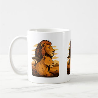 Beschermende Lion Coffee Cup - Lion and Lioness mo Koffiemok