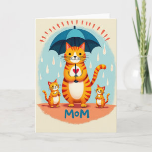 Beschermende Moeder Katachtige Illustratiekaart Kaart