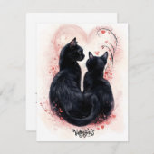 Beschermende Zwarte Katten Valentijnsdag Kaart (Voorkant / Achterkant)