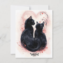 Beschermende Zwarte Katten Valentijnsdagkaart Feestdagenkaart