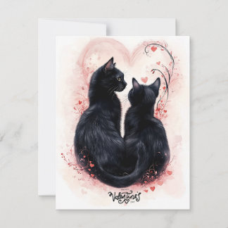 Beschermende Zwarte Katten Valentijnsdagkaart Feestdagenkaart