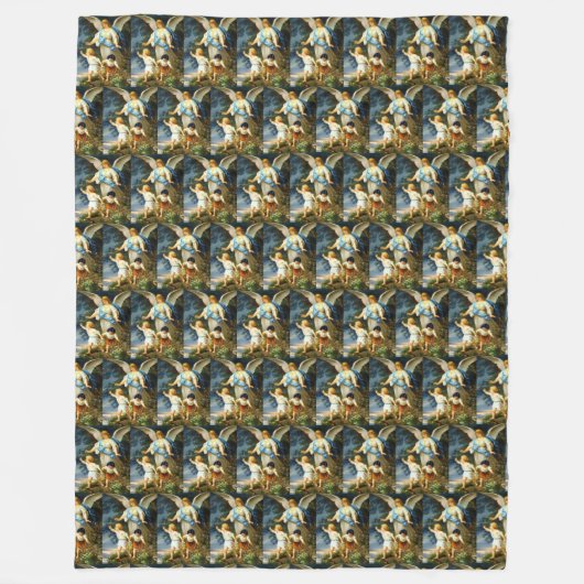 BESCHERMENGEL Bernhard Plockhorst 1886 Fleece Bla Deken (Voorkant)