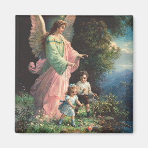 Beschermengel beschermt kinderen bij een richel magneet