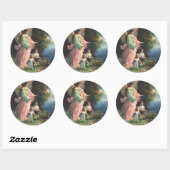 Beschermengel beschermt kinderen bij een richel ronde sticker (Vel)