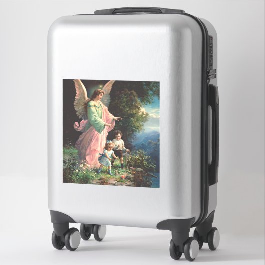 Beschermengel beschermt kinderen bij een richel sticker (Koffer)