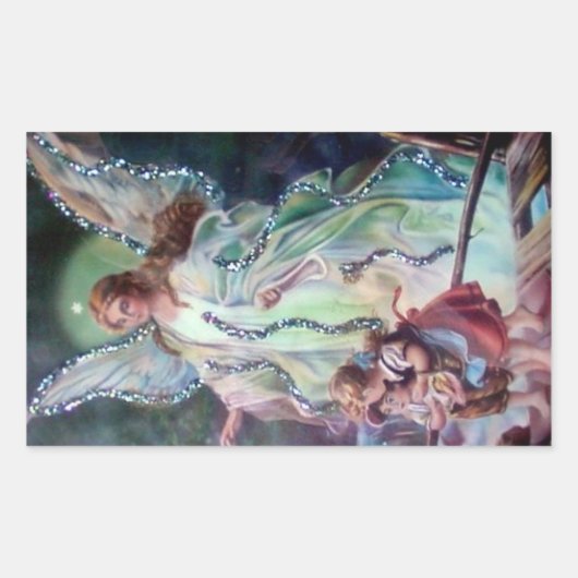 BESCHERMENGEL c. 1900 rechthoekig Rechthoekige Sticker (Voorkant)