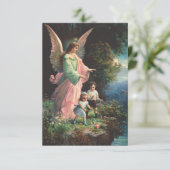 Beschermengel die kinderen beschermt bij een riche bedankkaart (Staand voorkant)